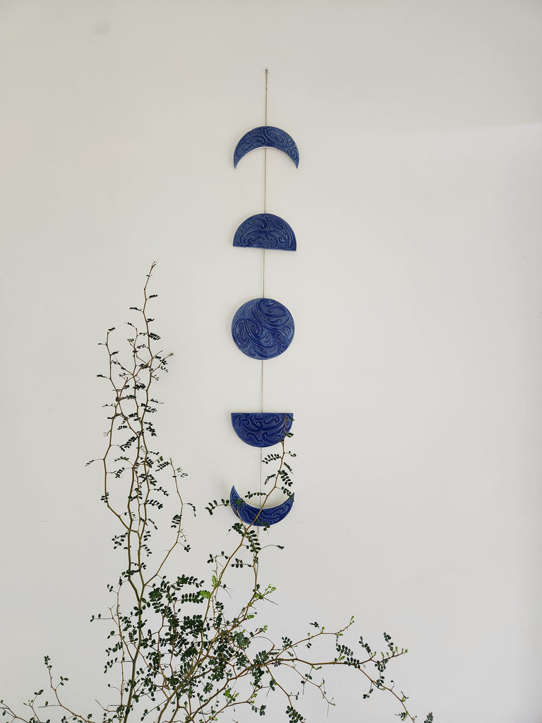 Ngā mata o te marama- Ceramic moon phases: Midnight Blue