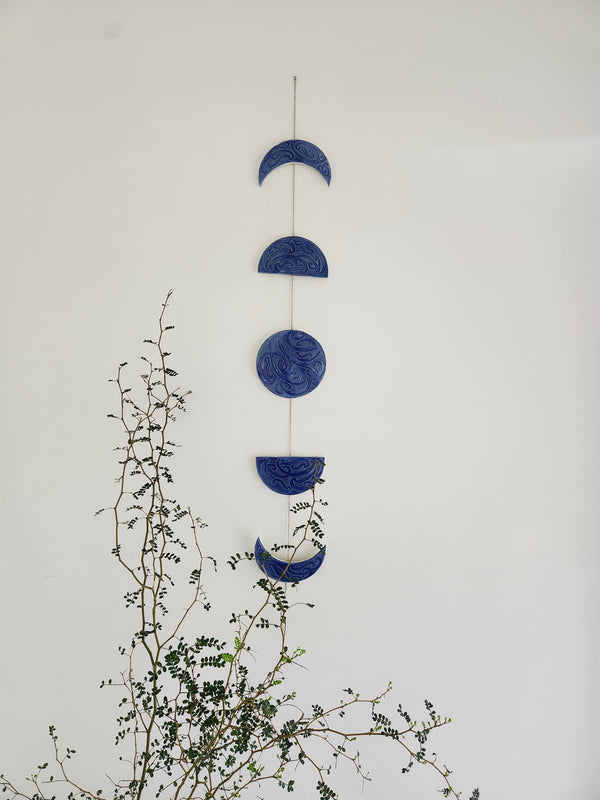 Ngā mata o te marama- Ceramic moon phases: Midnight Blue
