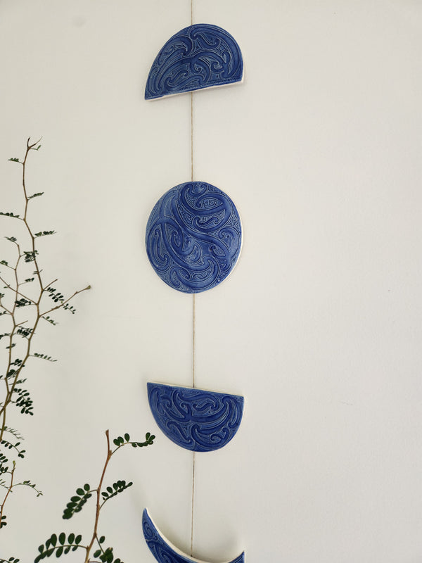 Ngā mata o te marama- Ceramic moon phases: Midnight Blue