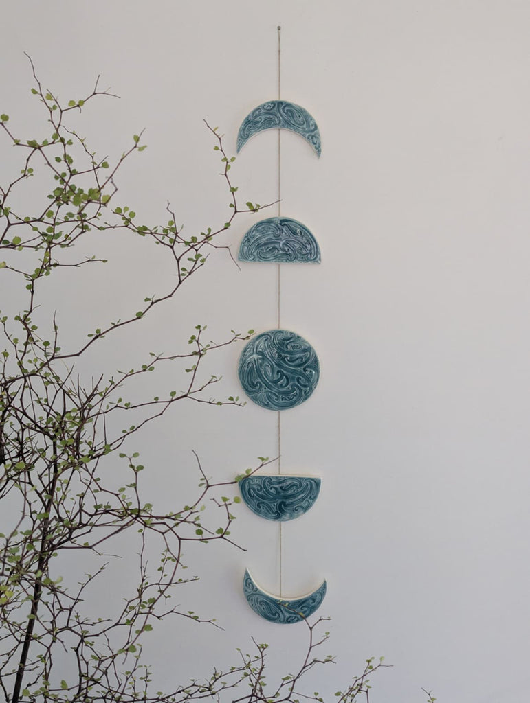 Ngā mata o te marama- Ceramic moon phases: Turquoise