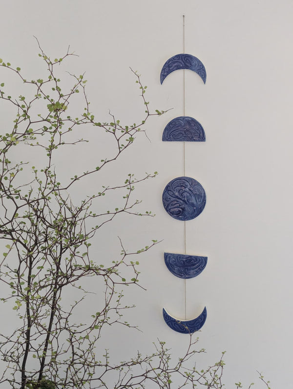 Ngā mata o te marama- Ceramic moon phases: Midnight Blue