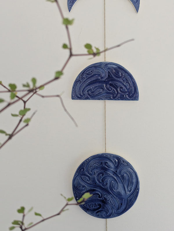Ngā mata o te marama- Ceramic moon phases: Midnight Blue