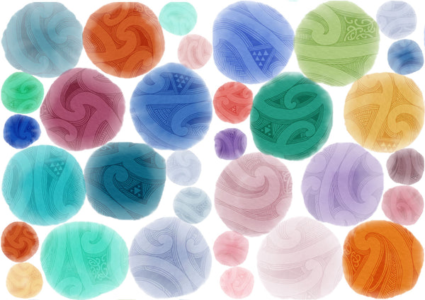 Mixed Size Kōwhaiwhai Spots, Wall Decals